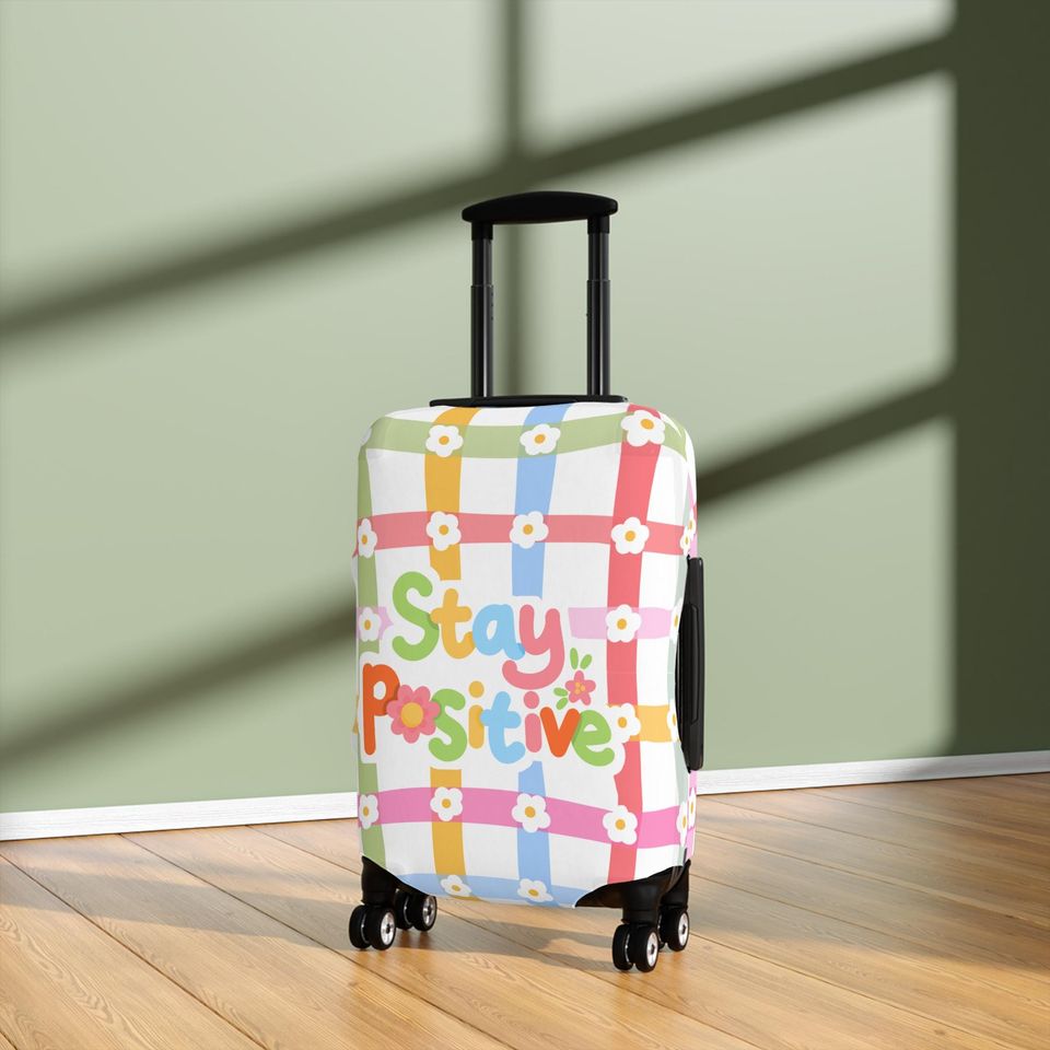 Pastel Daisy Luggage Sleeve, Stay Positive Suitcase Protector