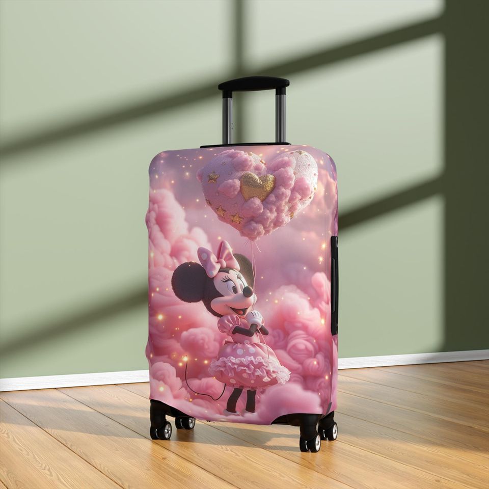 Pink Minnie Mouse Luggage Cover, Cloud Heart Disney Suitcase Protector