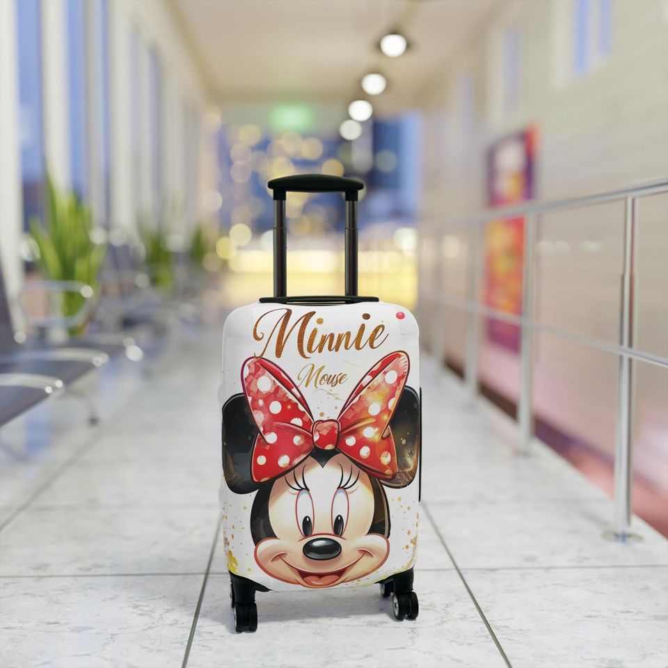 Minnie Mouse Luggage Cover, Polka Dot Bow, Suitcase Protector