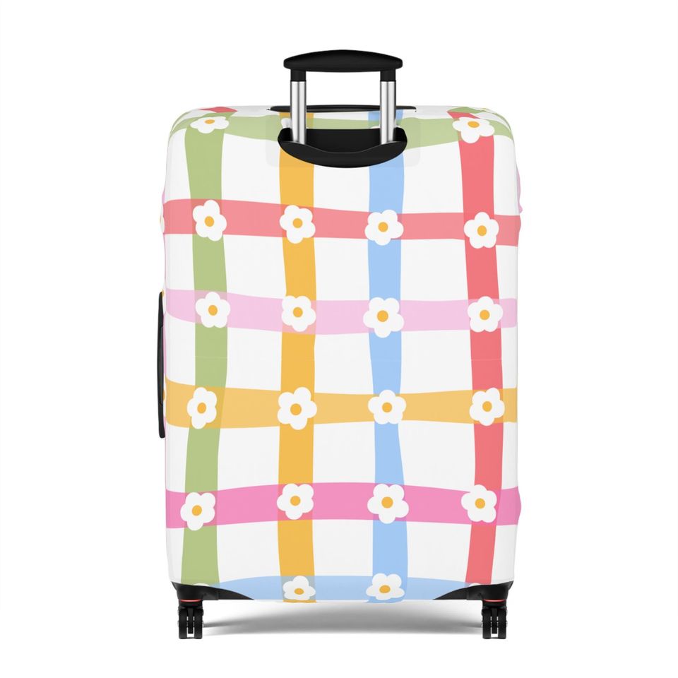 Pastel Daisy Luggage Sleeve, Stay Positive Suitcase Protector