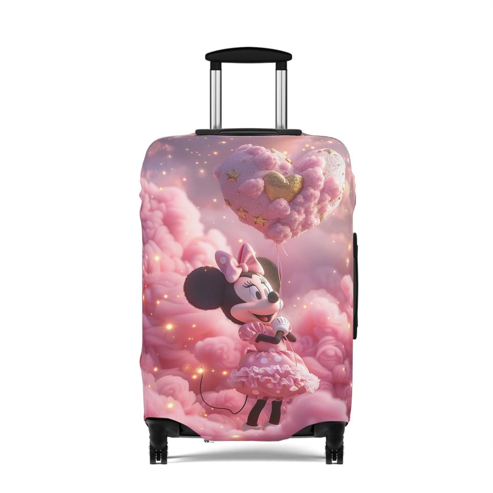 Pink Minnie Mouse Luggage Cover, Cloud Heart Disney Suitcase Protector