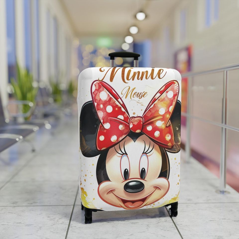Minnie Mouse Luggage Cover, Polka Dot Bow, Suitcase Protector
