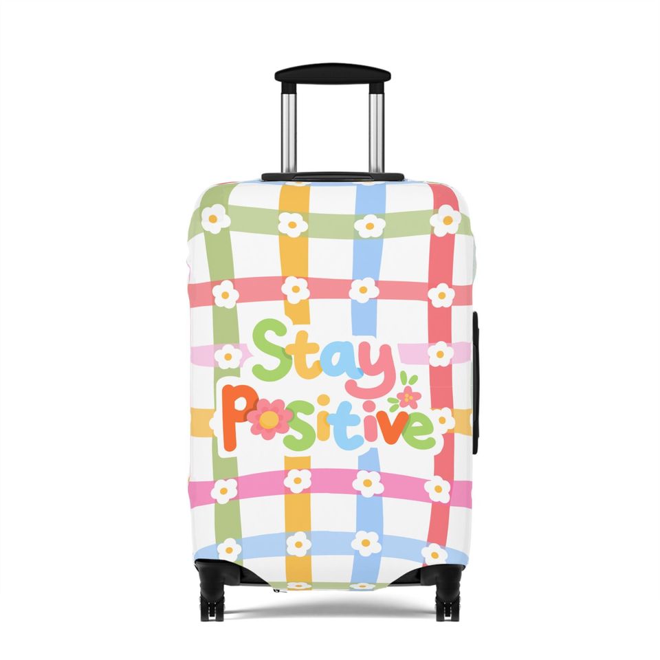 Pastel Daisy Luggage Sleeve, Stay Positive Suitcase Protector