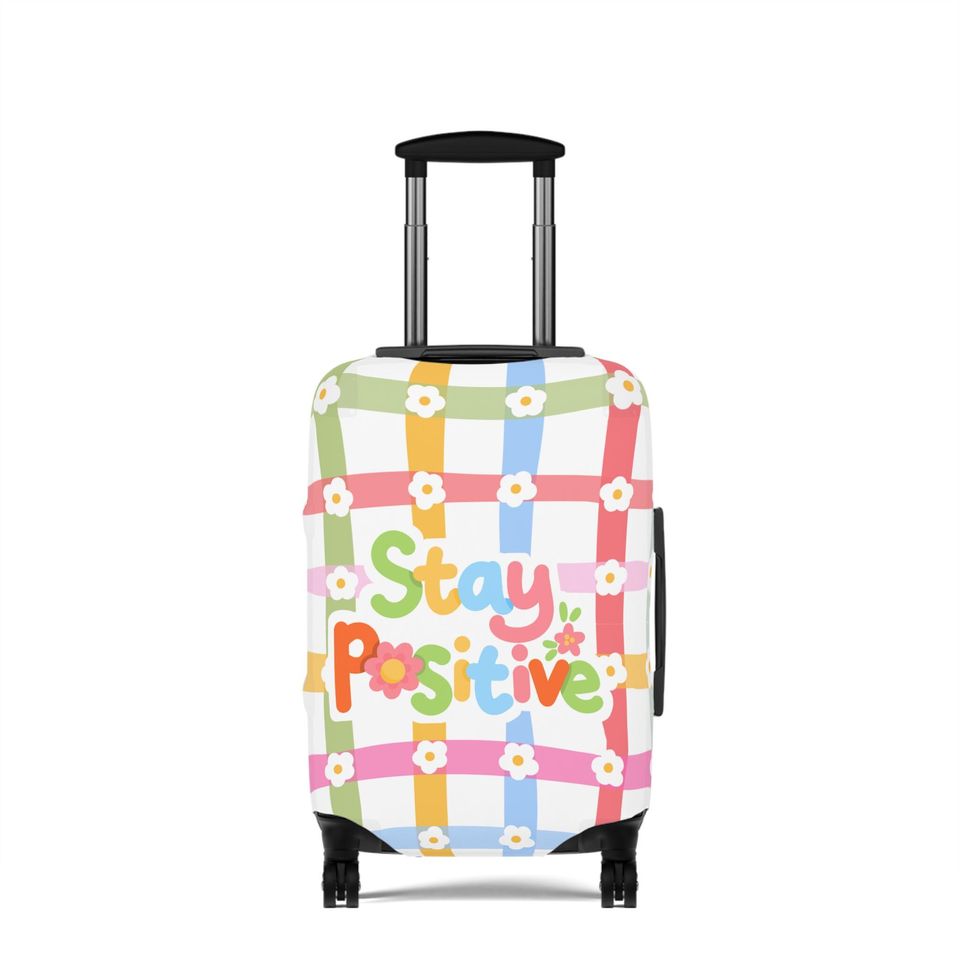 Pastel Daisy Luggage Sleeve, Stay Positive Suitcase Protector