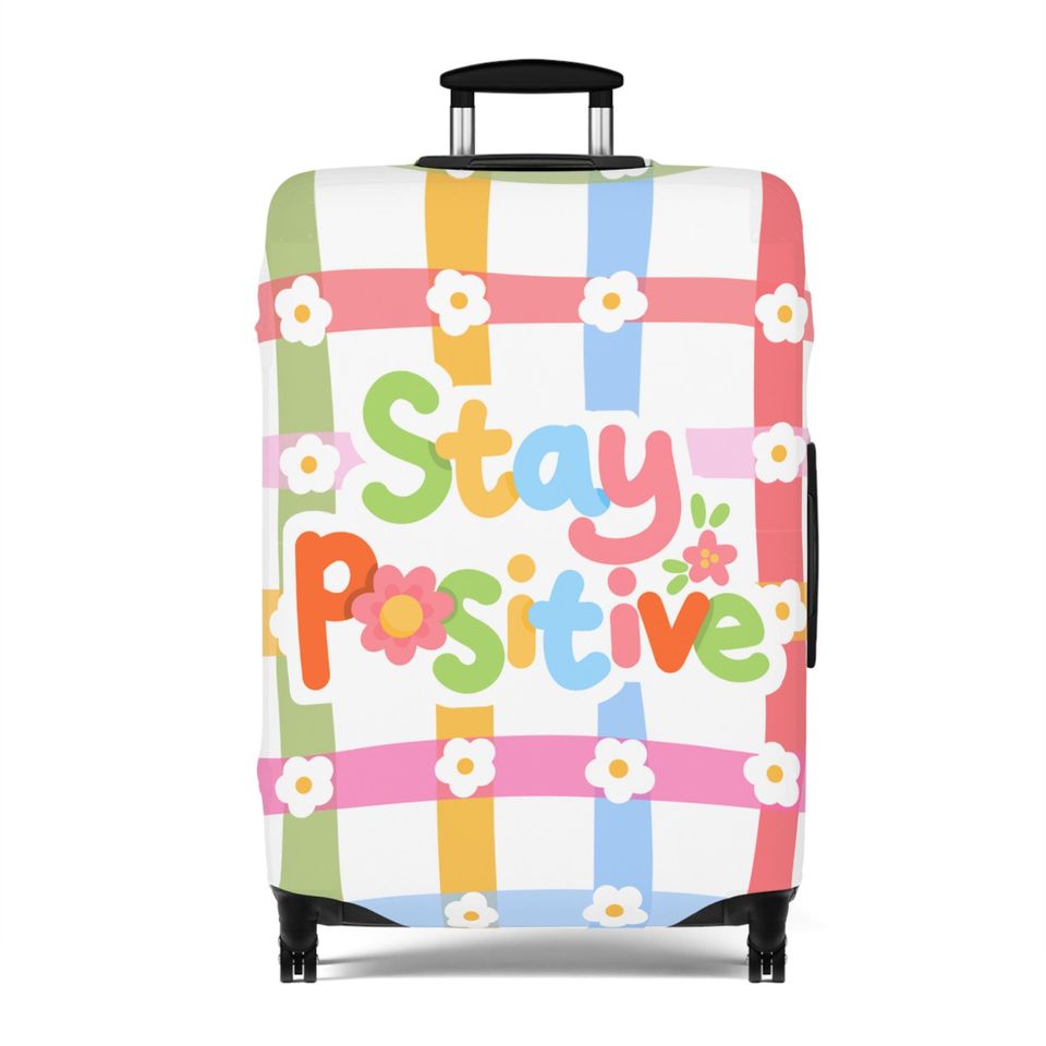 Pastel Daisy Luggage Sleeve, Stay Positive Suitcase Protector