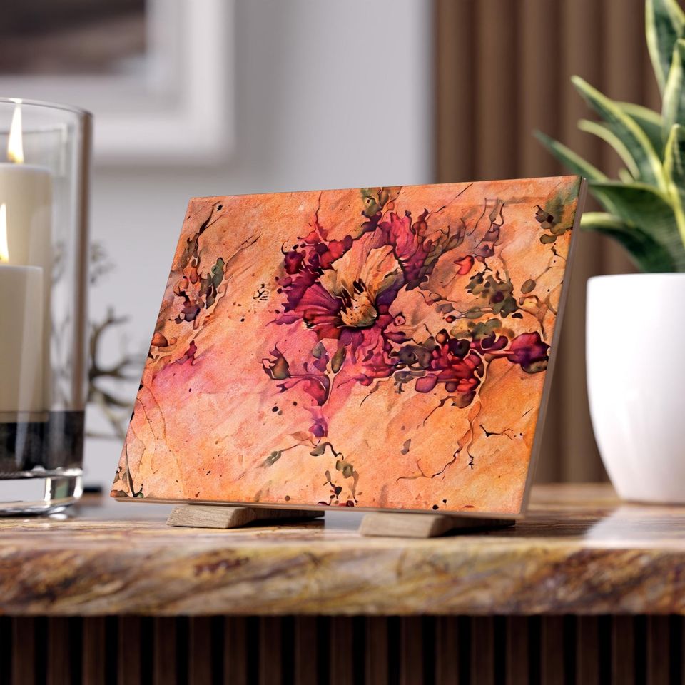 Ceramic Photo Tile - Rose of Sharon Fresco