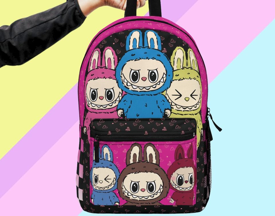 Labubu Fuchsia Pink Backpack for Laptops - Back to School Bag