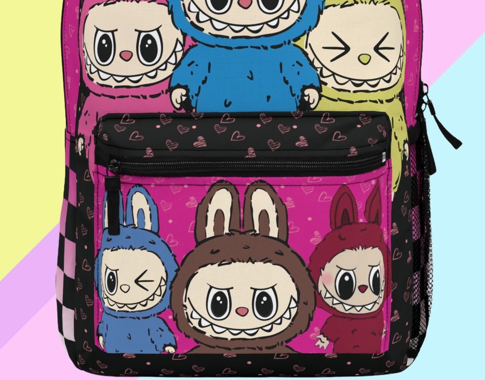 Labubu Fuchsia Pink Backpack for Laptops - Back to School Bag