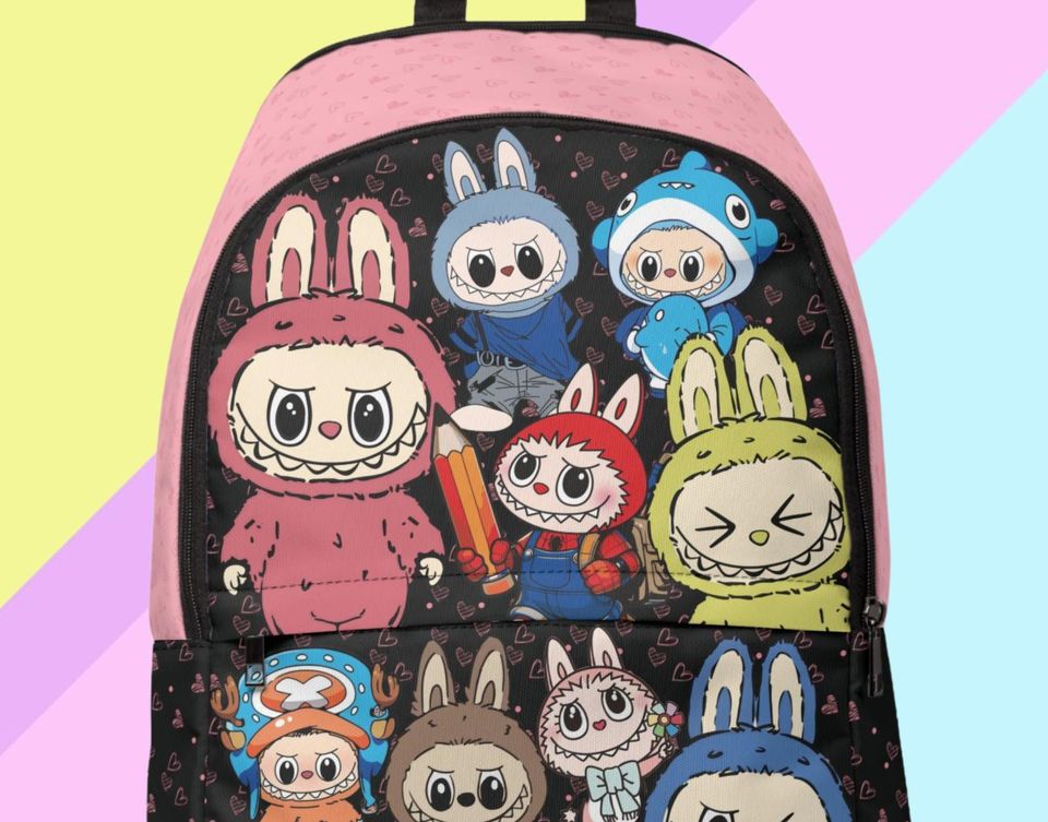 Labubu Inspired Pink Backpack - Back to School Bag