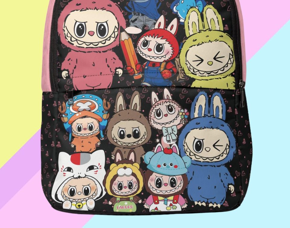 Labubu Inspired Pink Backpack - Back to School Bag