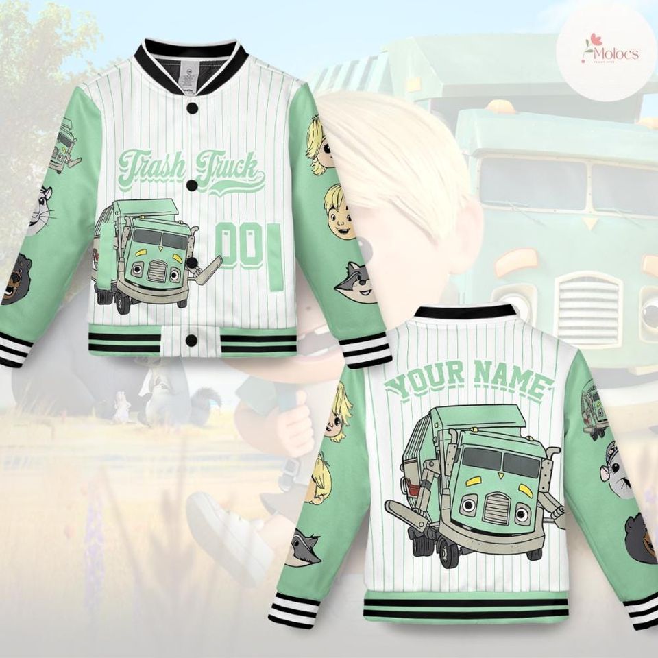 Personalized Trash Truck Baseball Jacket, Hank Trash Truck Jacket