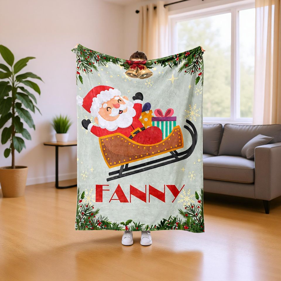 Christmas Blanket Personalized  Custom Name Flannel Holiday Keepsake