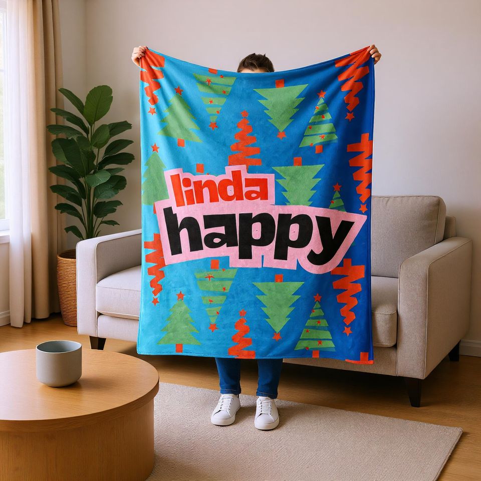 Personalized Holiday Blanket, Custom Christmas Gift Cozy Throw