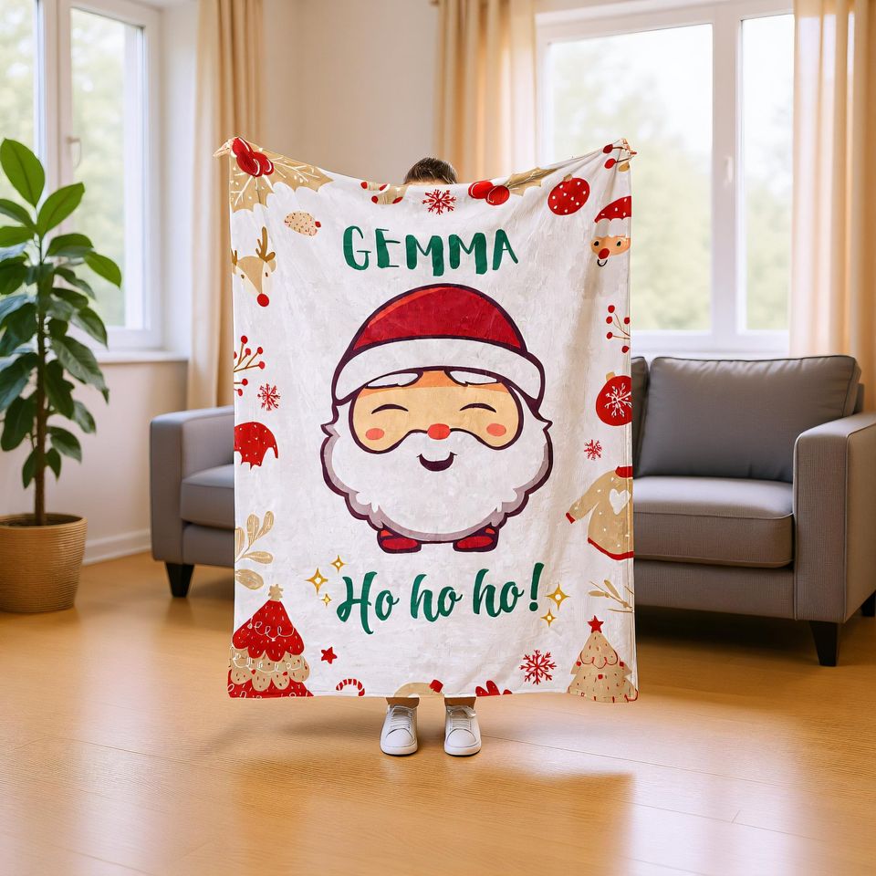 Christmas Blanket Personalized with Name  Unique Holiday Gift Throw