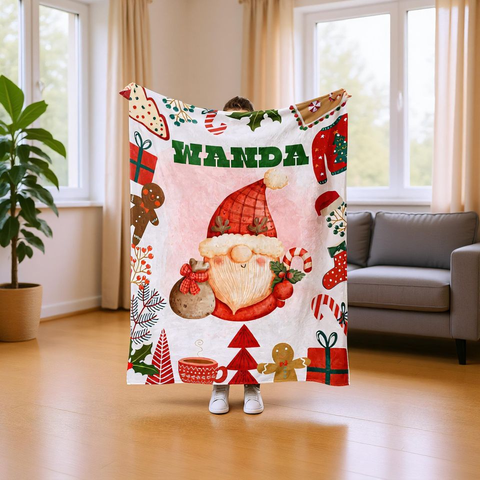 Christmas Blanket Personalized with Name  Unique Holiday Gift Throw