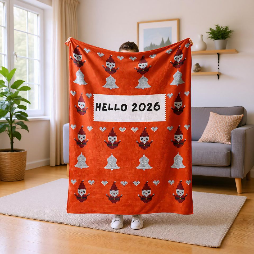 Personalized Xmas Blanket, Custom Name Throw for Kids and Adults
