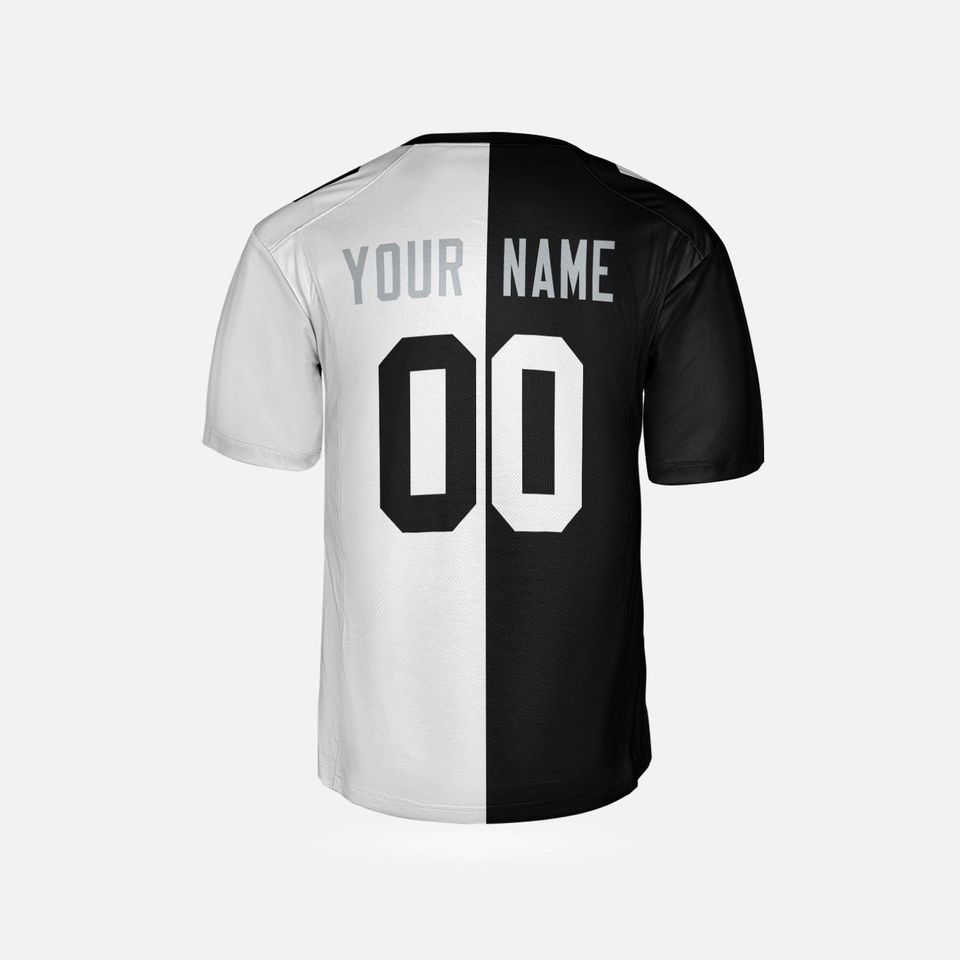Personalized 1998 White Black Split Raiders Jersey: Add Name & Number
