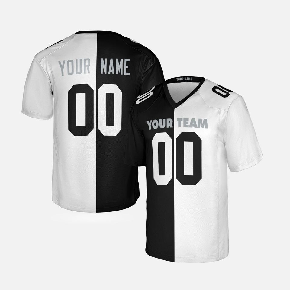 Personalized 1998 White Black Split Raiders Jersey: Add Name & Number