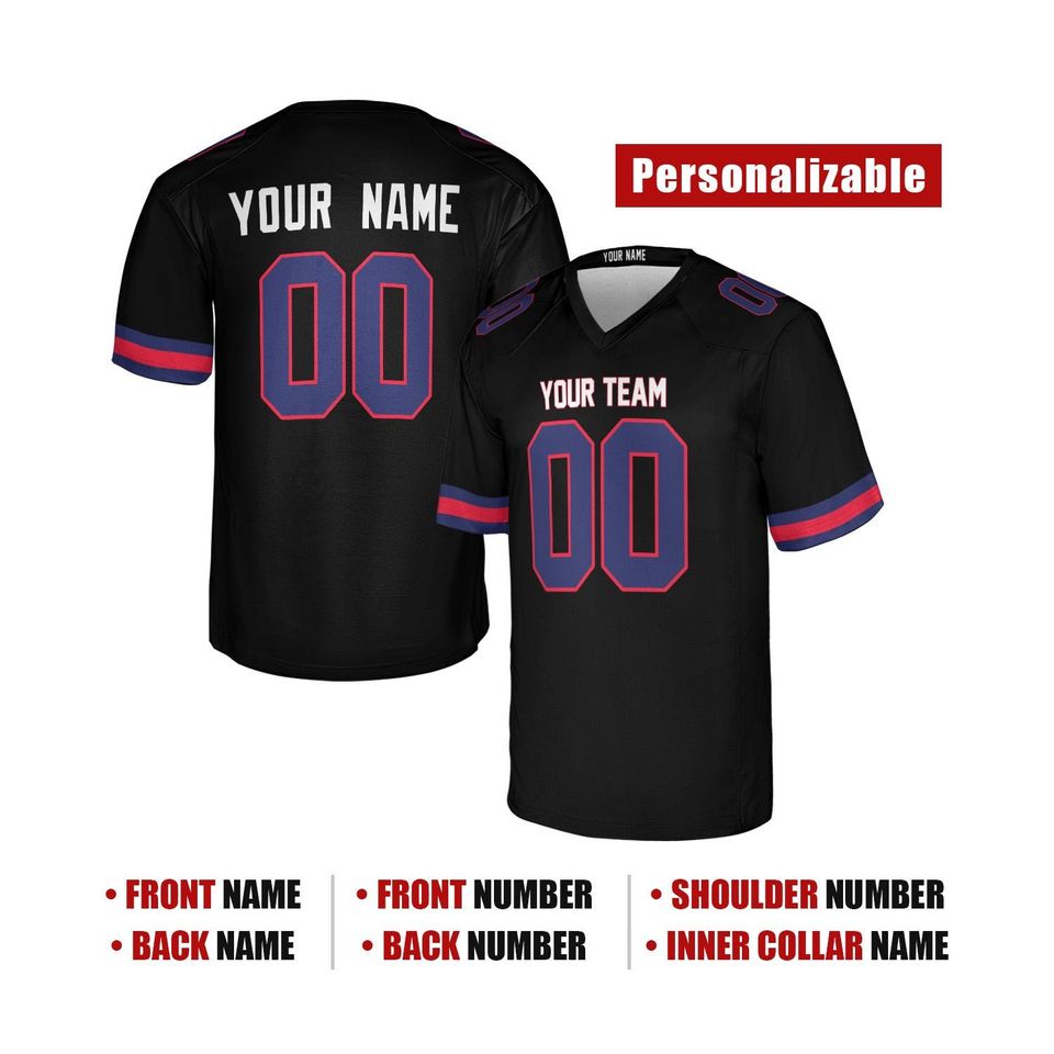 Personalized Black Giants Jersey: Game Jersey, Add Name & Number, Adult Sizes