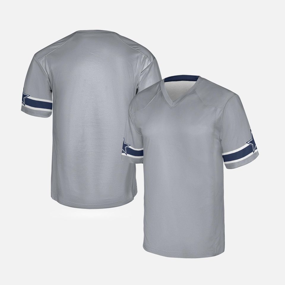 Personalized Gray Cowboys Jersey: Add Name & Number, Adult Sizes