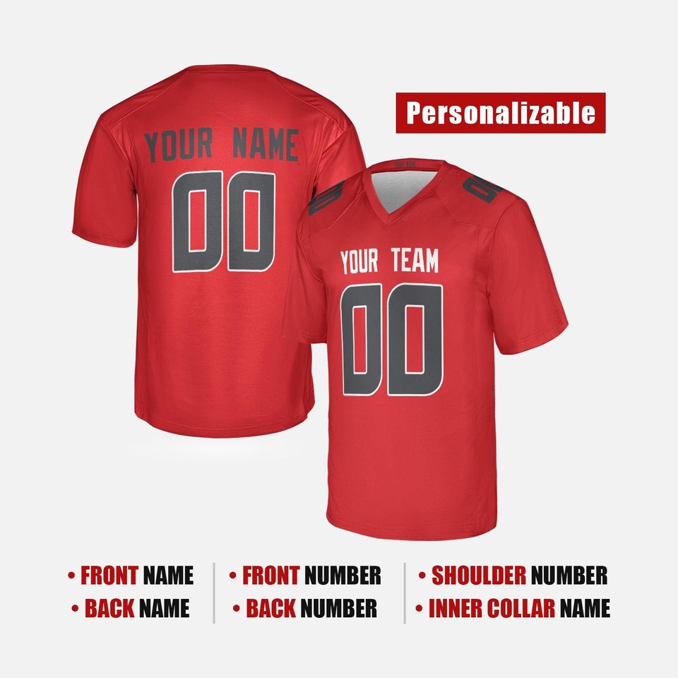 Personalized Red Texans Jersey: Add Name & Number, Adult Sizes