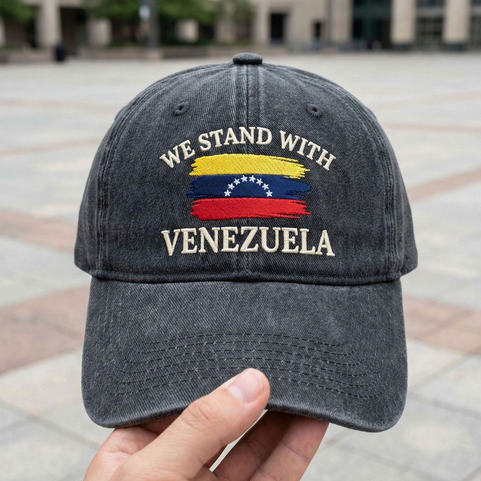 We Stand With Venezuela Embroidered Hat, Anti Trump Cap, Democrat Hat, Venezuelan Flag Solidarity Headwear