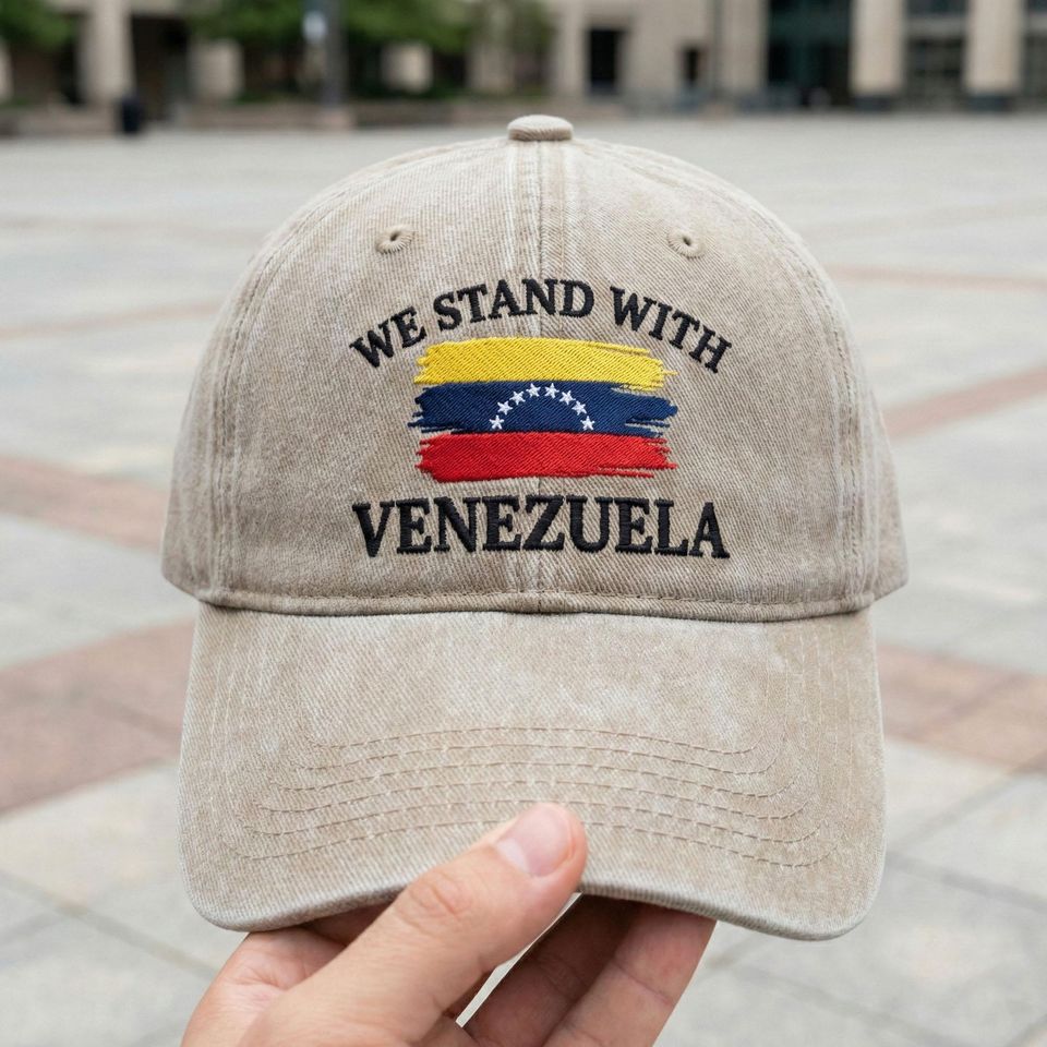 We Stand With Venezuela Embroidered Hat, Anti Trump Cap, Democrat Hat, Venezuelan Flag Solidarity Headwear