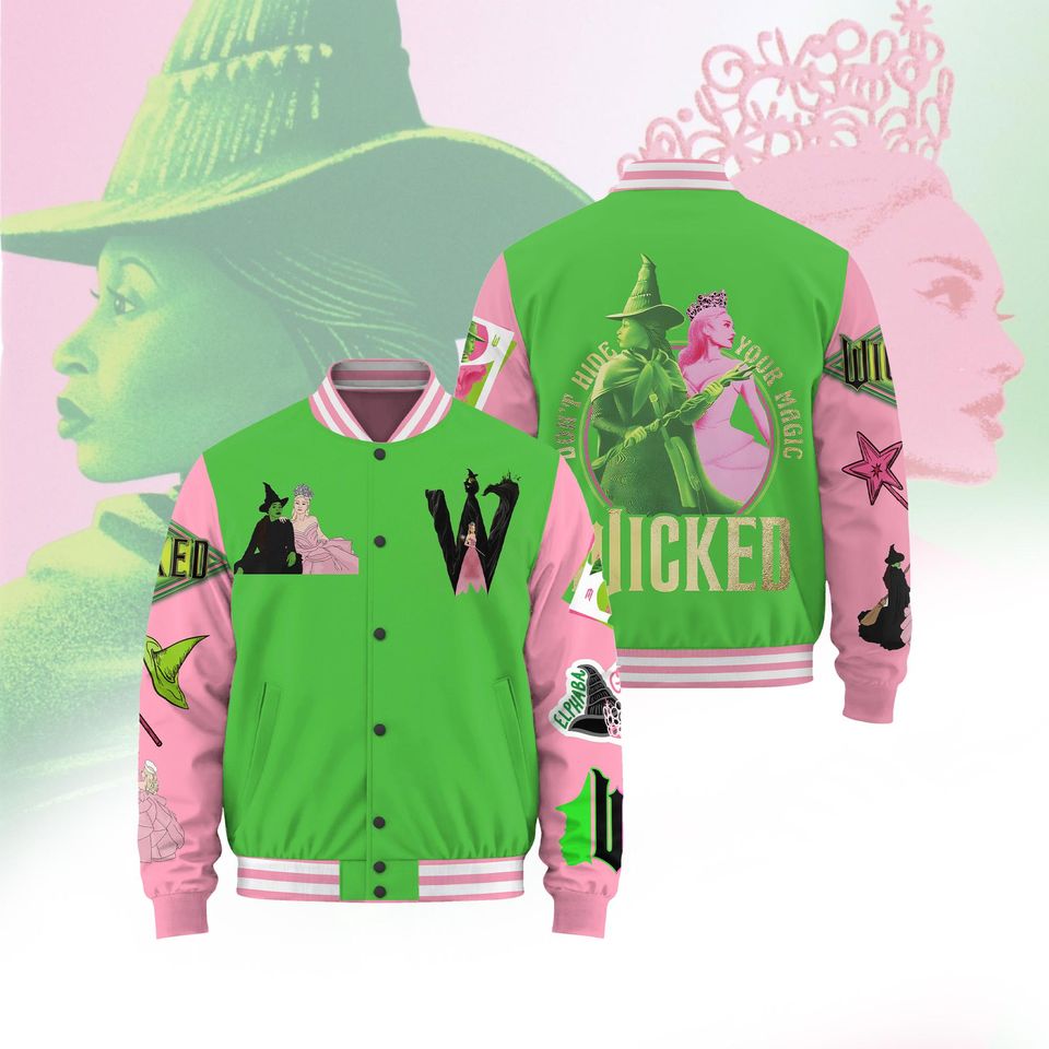 Wicked Christmas Ugly Baseball Jacket, Defy Gravity Shirt, Witchy Xmas Shirt, Broomstick Magic Tee, Wizard of Oz Fan Gift