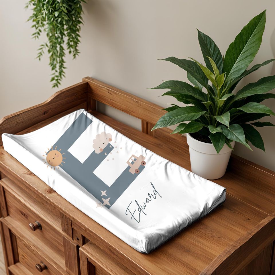 Personalized Monogram Changing Pad Cover - Custom Name Baby Shower Gift, Crib Cover for Baby
