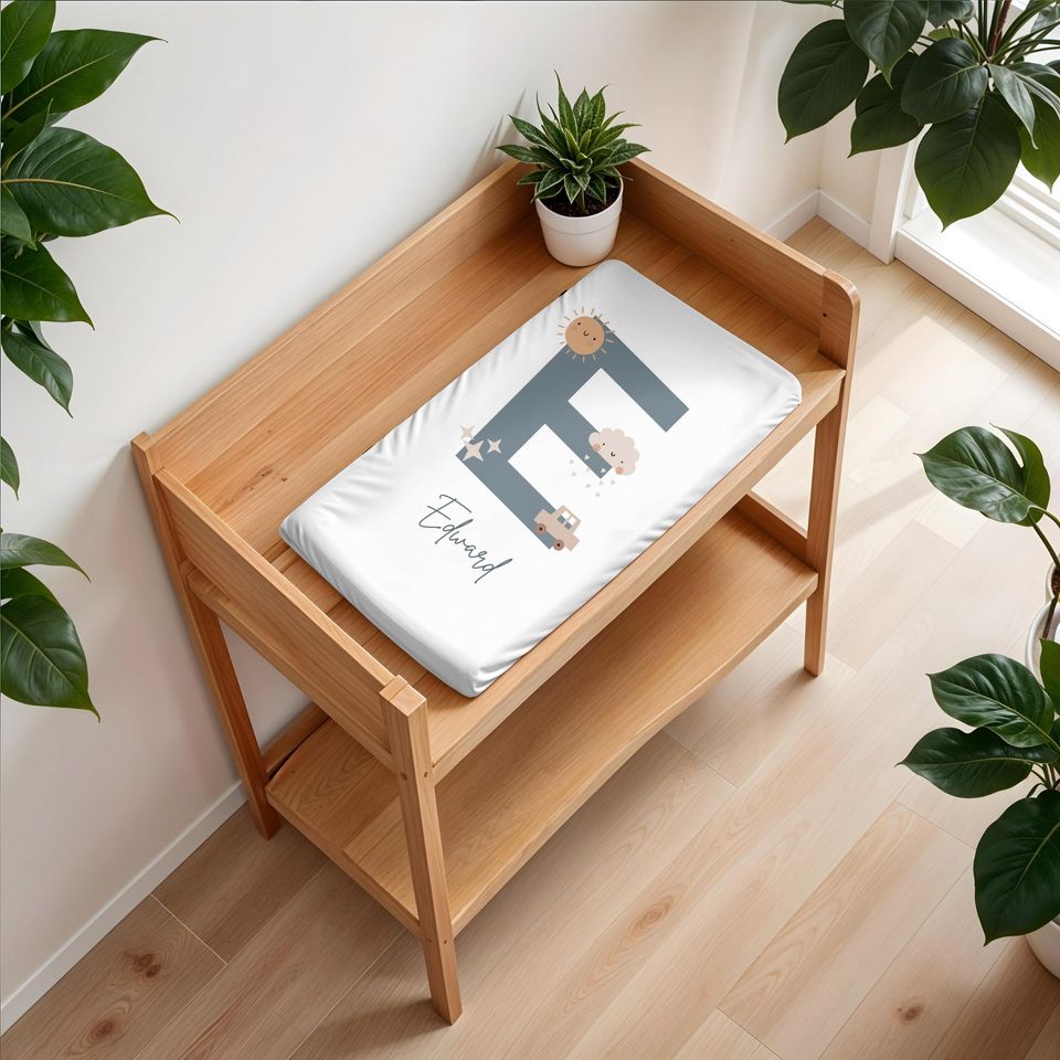 Personalized Monogram Changing Pad Cover - Custom Name Baby Shower Gift, Crib Cover for Baby