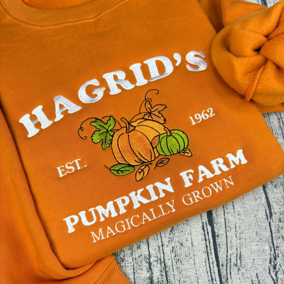 Hagrid's Pumpkin Patch Embroidered Sweatshirt: Harry Potter Fall Crewneck