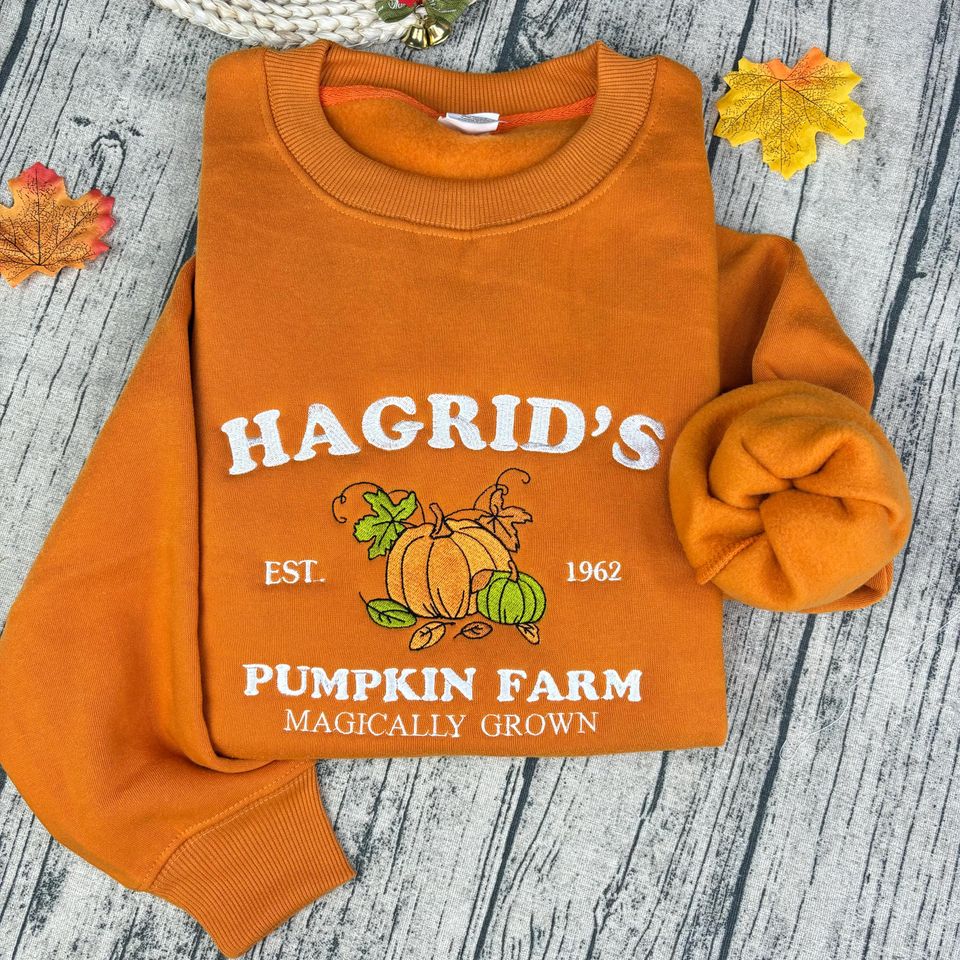 Hagrid's Pumpkin Patch Embroidered Sweatshirt: Harry Potter Fall Crewneck