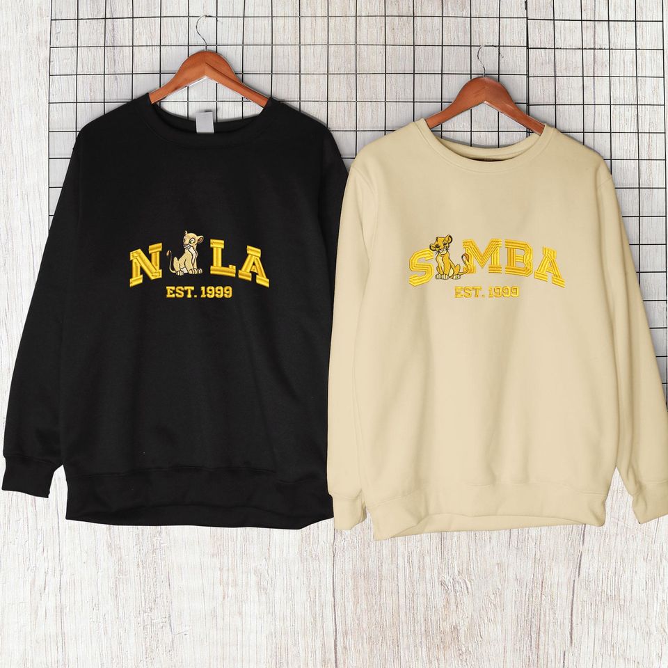 Simba Embroidered Sweatshirt, Nala Sweatshirt, The Lion King Embroidered Sweatshirt