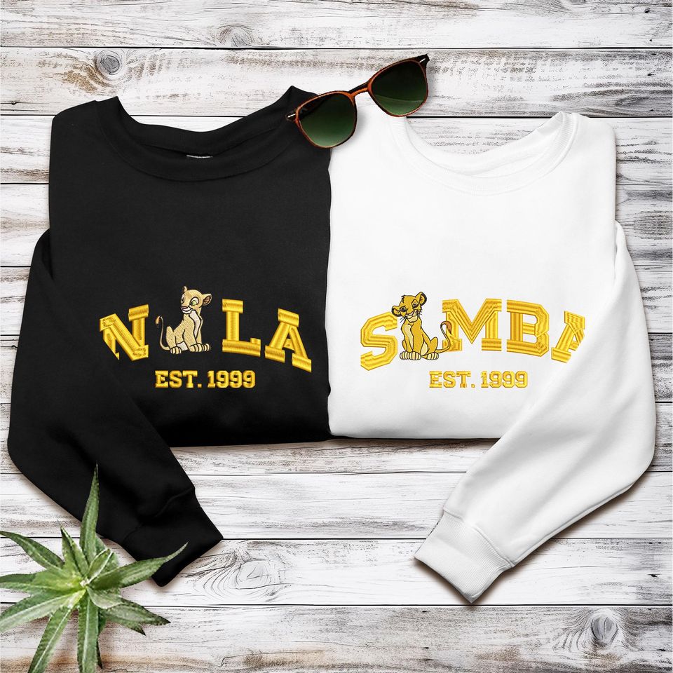 Simba Embroidered Sweatshirt, Nala Sweatshirt, The Lion King Embroidered Sweatshirt