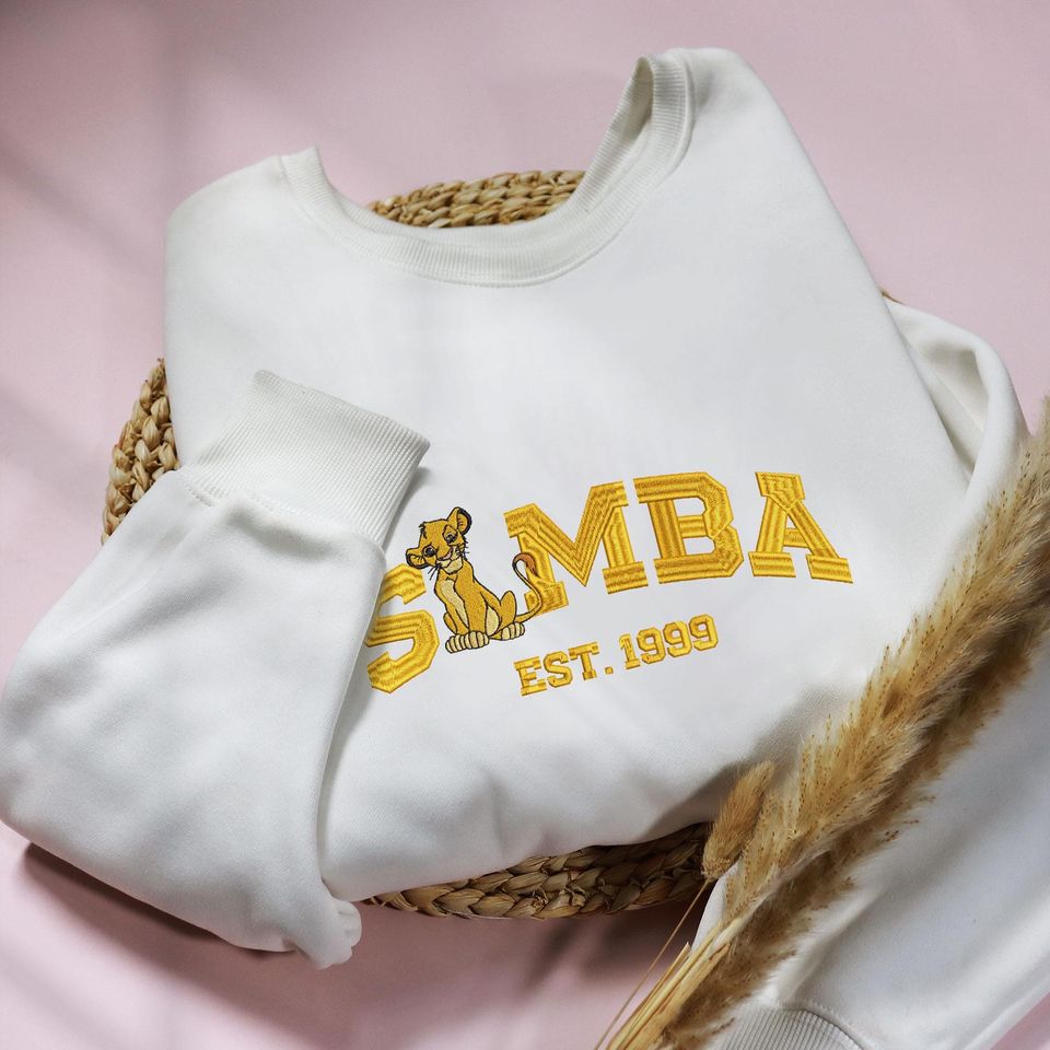Simba Embroidered Sweatshirt, Nala Sweatshirt, The Lion King Embroidered Sweatshirt
