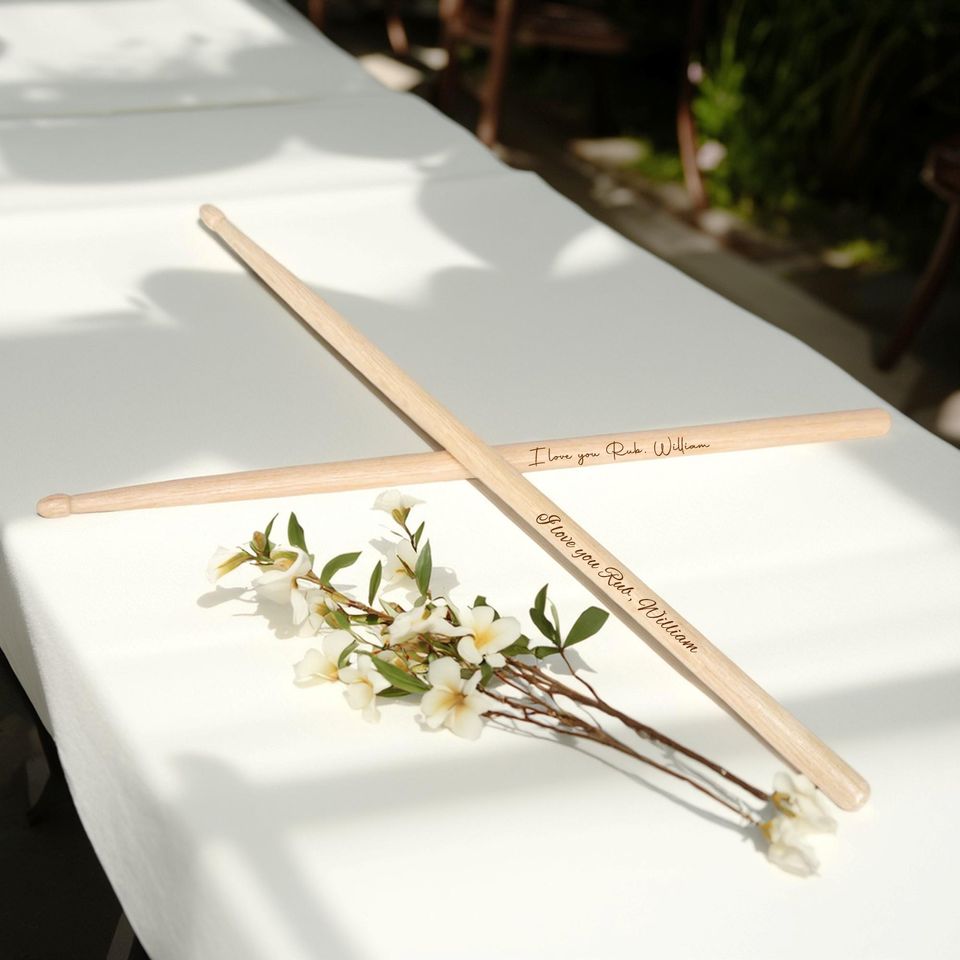 Personalized Wooden Drumsticks with Custom Name for Drummers