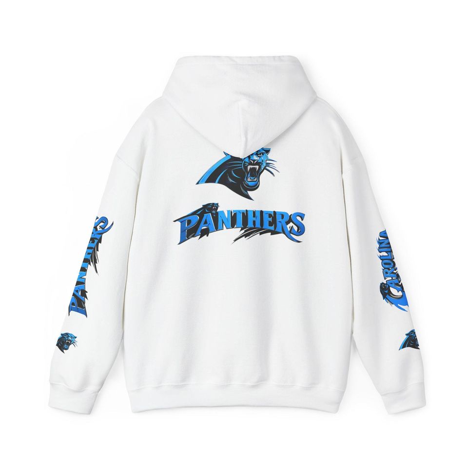 Hoodie Carolina Panthers chrome design Logo and text Hoodie | Panthers Graphic Pullover
