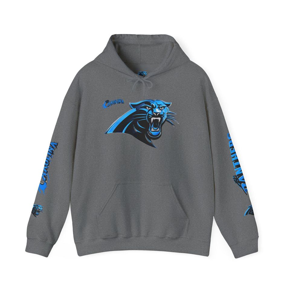 Hoodie Carolina Panthers chrome design Logo and text Hoodie | Panthers Graphic Pullover