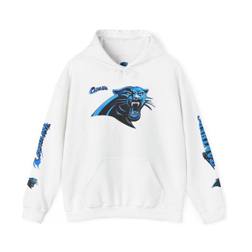 Hoodie Carolina Panthers chrome design Logo and text Hoodie | Panthers Graphic Pullover