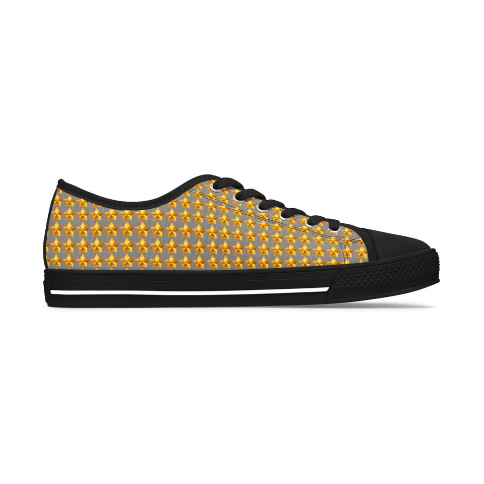 Grey Cheerful Star Patterned Women Low Top Sneakers Perfect for Spring, Casual Wear, Gifts, Festivals, Everyday Style, Unique Footwear
