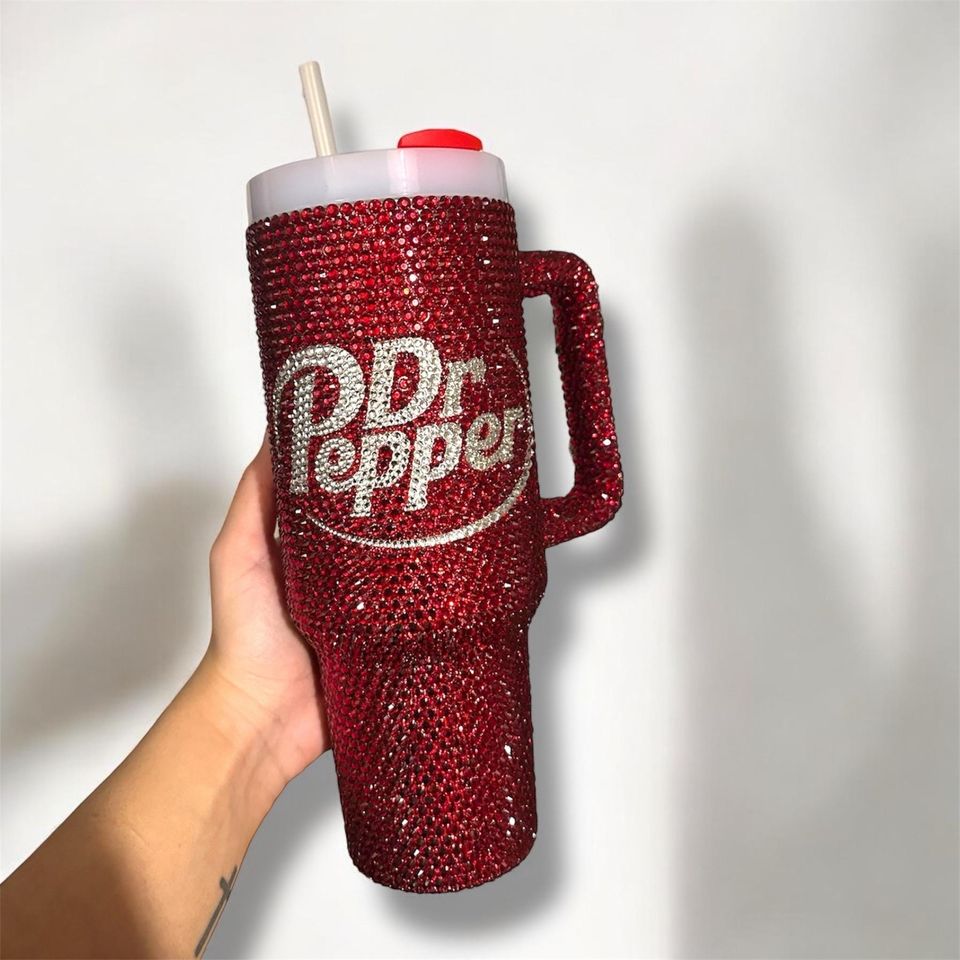 40 Oz Bling Tumbler Dr Pepper Inspired