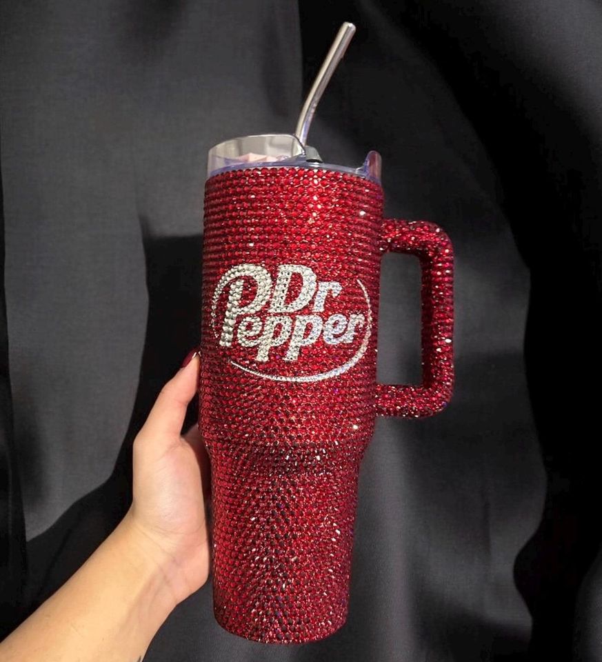 40 Oz Bling Tumbler Dr Pepper Inspired