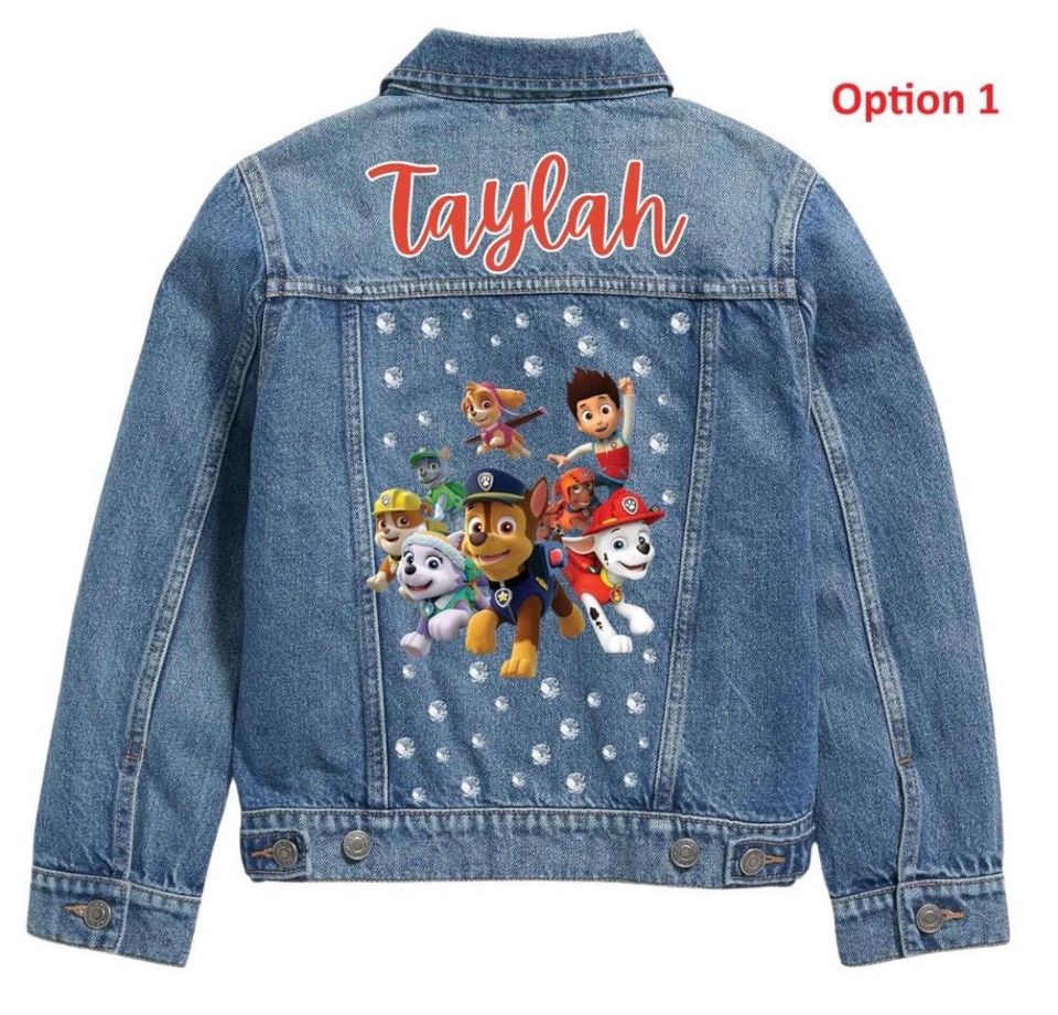 Kids Denim Jacket  Rescue Pup Theme  Cartoon Jacket