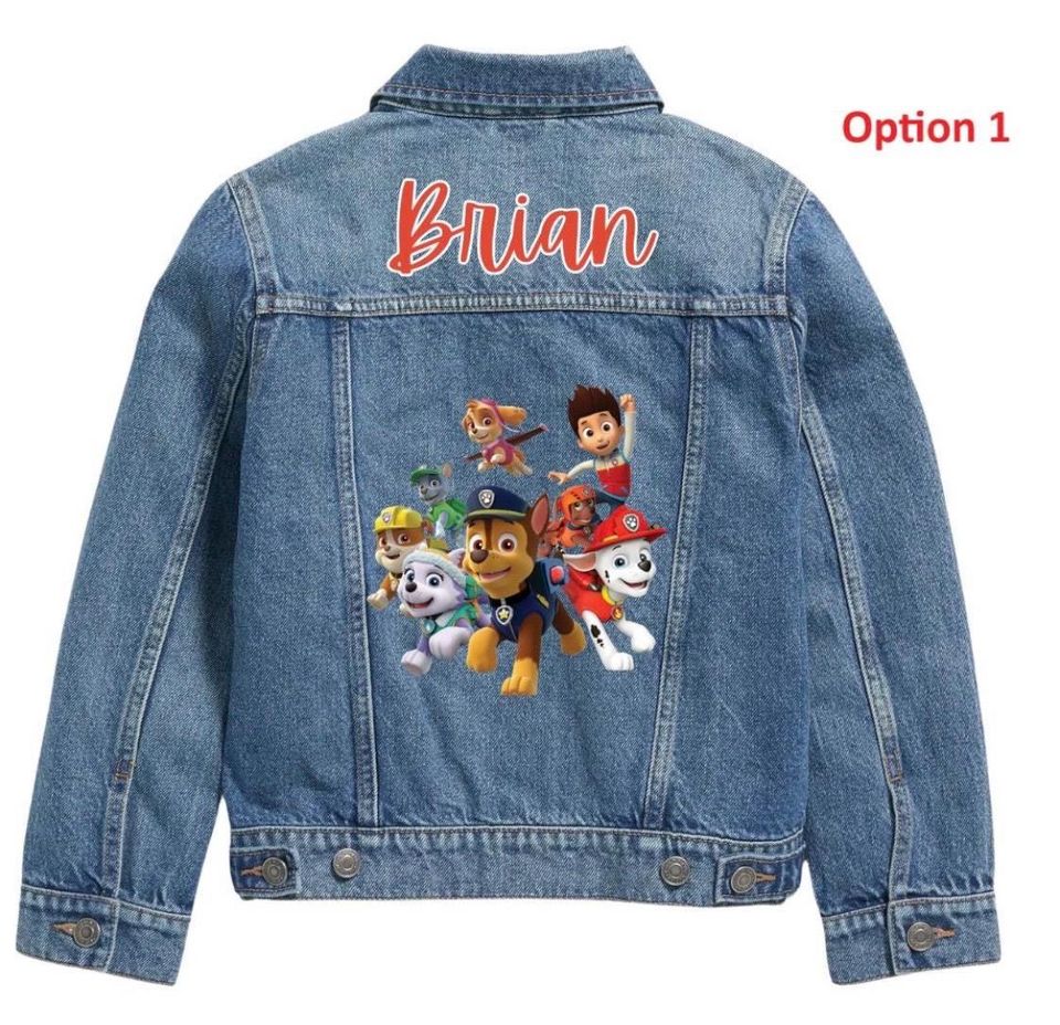 Kids Denim Jacket  Rescue Pup Theme  Cartoon Jacket
