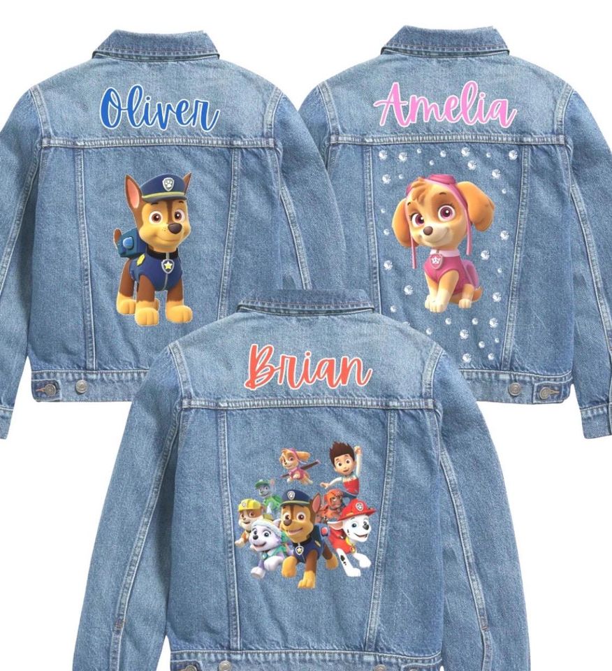 Kids Denim Jacket  Rescue Pup Theme  Cartoon Jacket