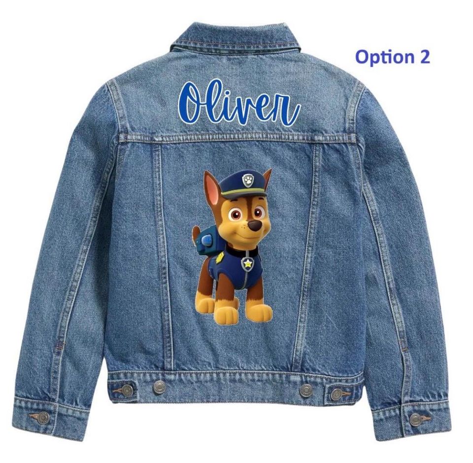 Kids Denim Jacket  Rescue Pup Theme  Cartoon Jacket