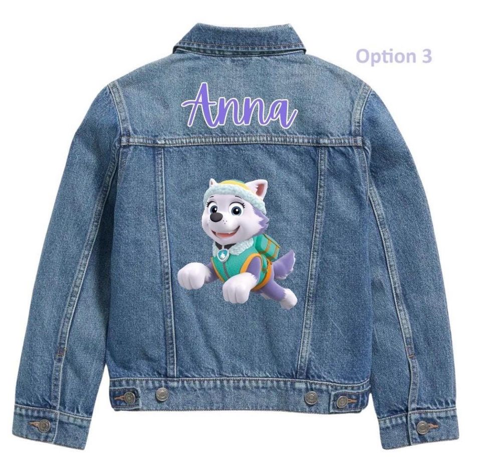 Kids Denim Jacket  Rescue Pup Theme  Cartoon Jacket