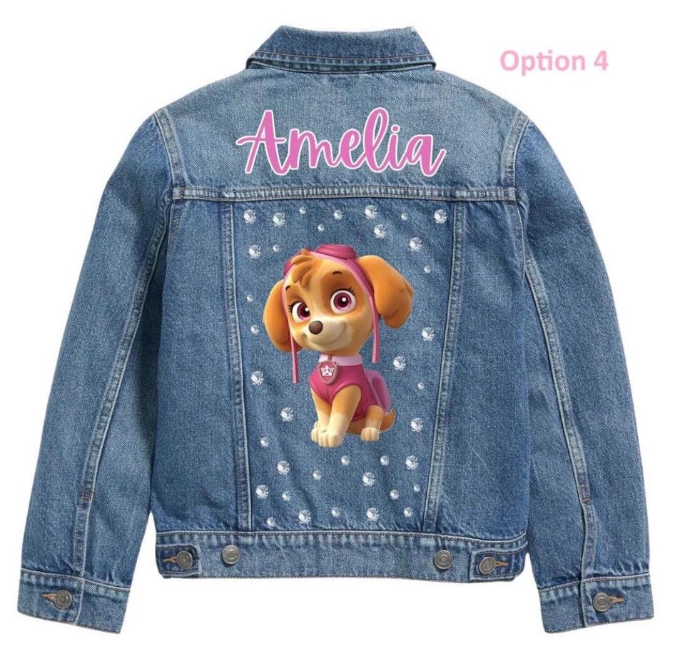 Kids Denim Jacket  Rescue Pup Theme  Cartoon Jacket
