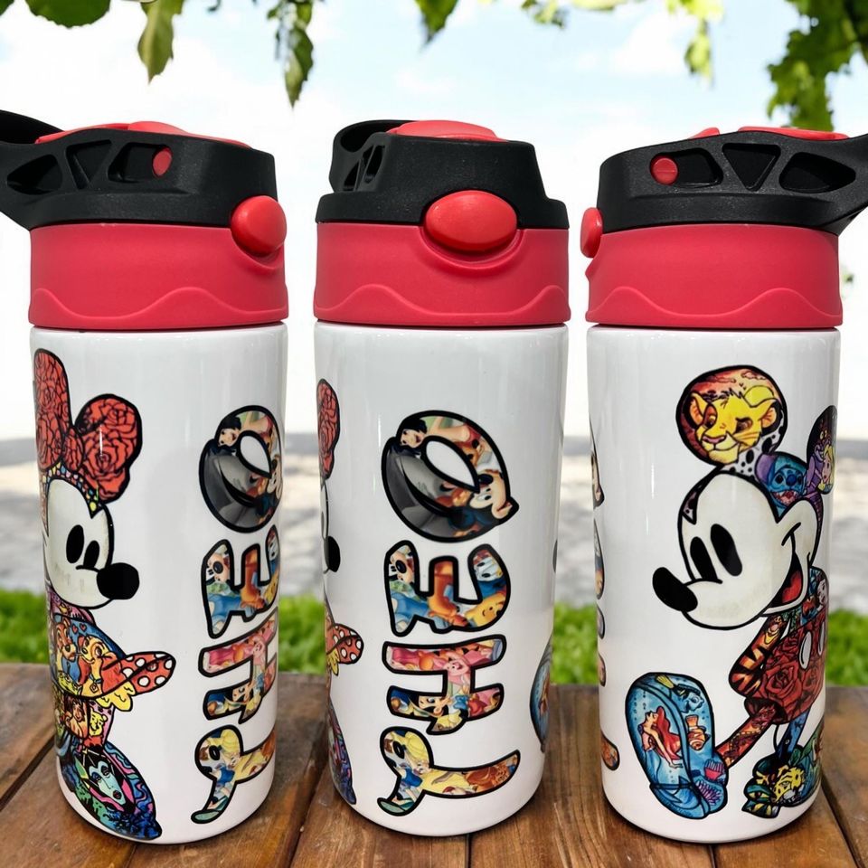 Personalized Mickey retro, Kids tumbler , flip top water botll , 12oz kids tumble