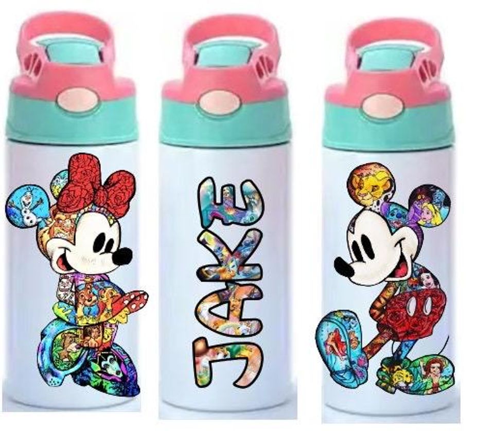 Personalized Mickey retro, Kids tumbler , flip top water botll , 12oz kids tumble